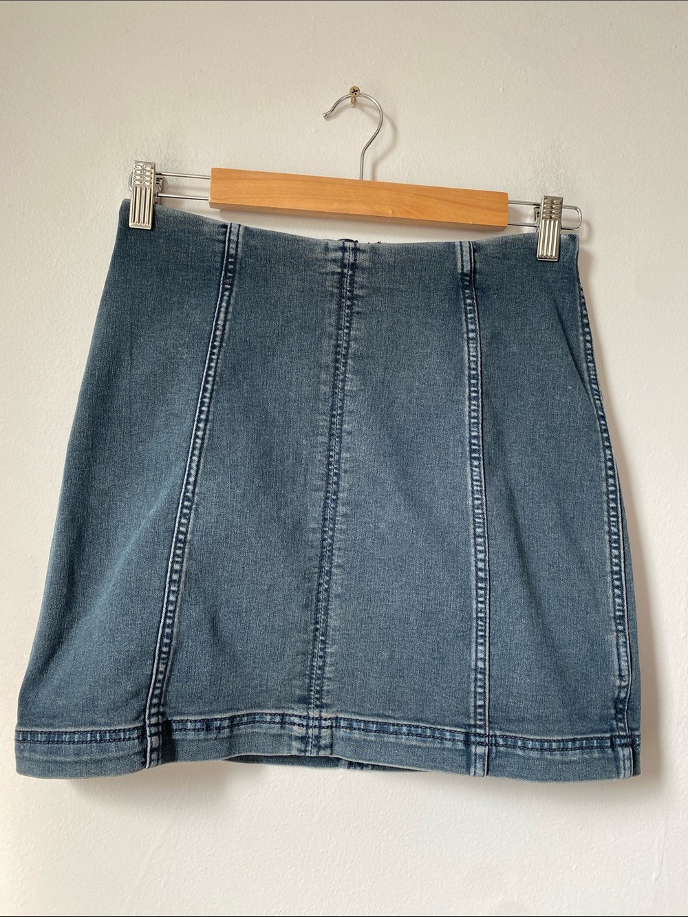Free People Blue Denim Panel Mini Skirt, size 6